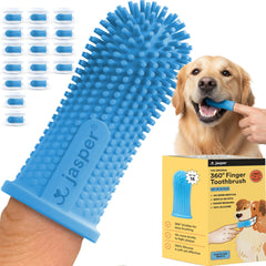 Jasper dog toothbrush with 360-degree cleaning covers all surfaces for comprehensive care.
