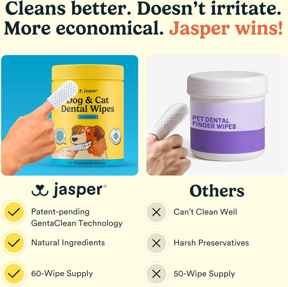 Jasper PlaqLift technology gently lifts plaque and tartar during wiping.