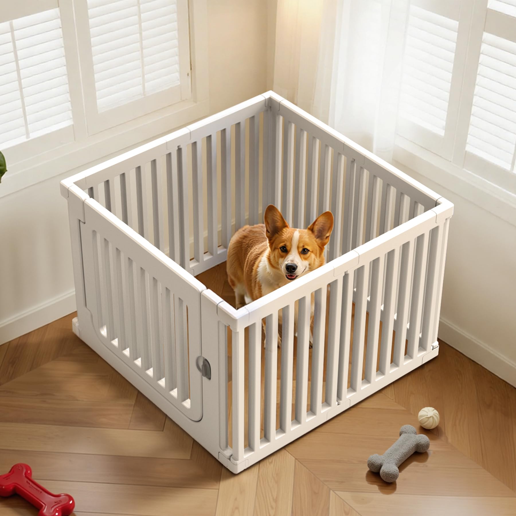 Jatindear playpen with six panels assembled for flexible layouts.