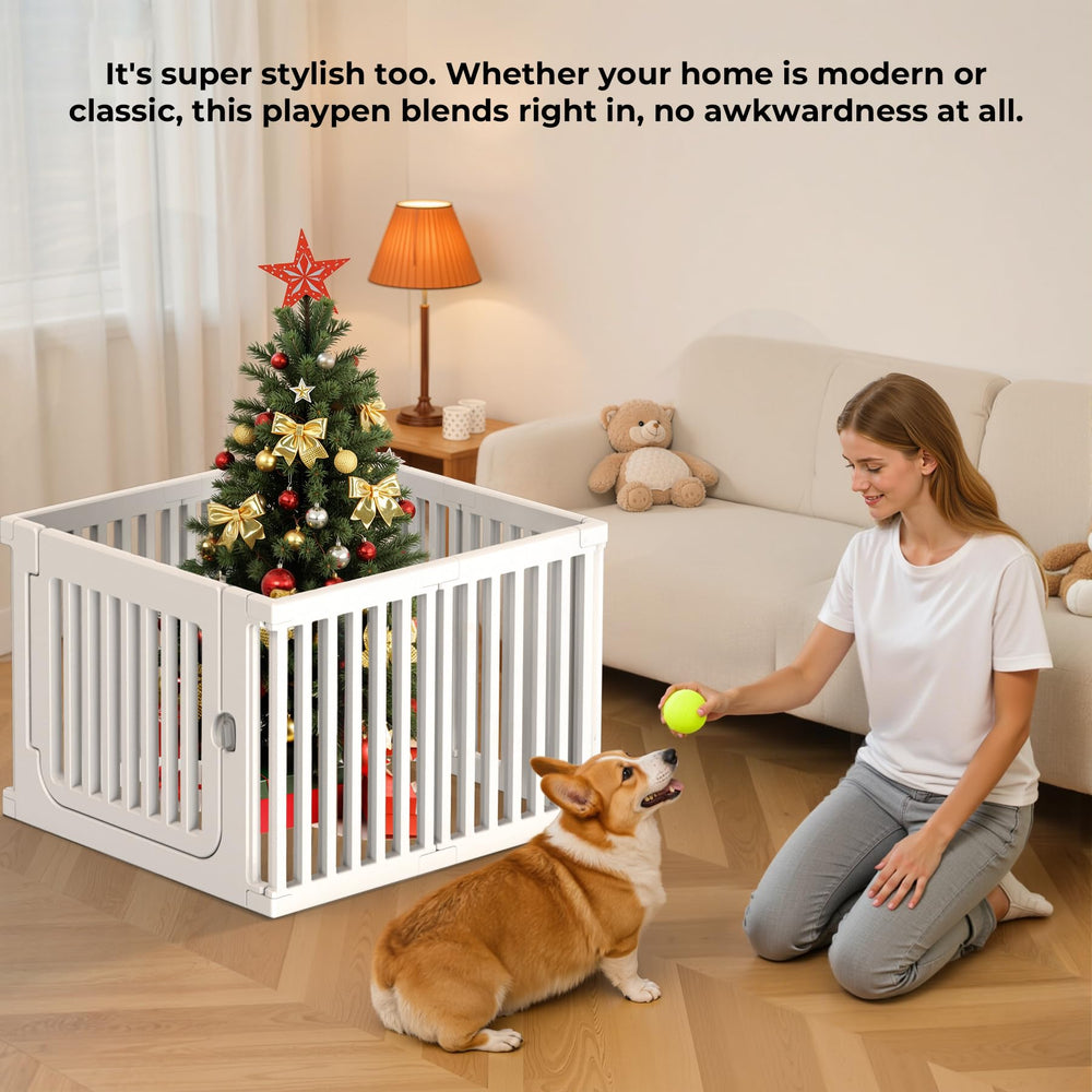 Jatindear playpen lockable wide door keeps pets secure.