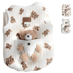 Jatmira plush bear pattern sleeveless outfit for cute daily wear
