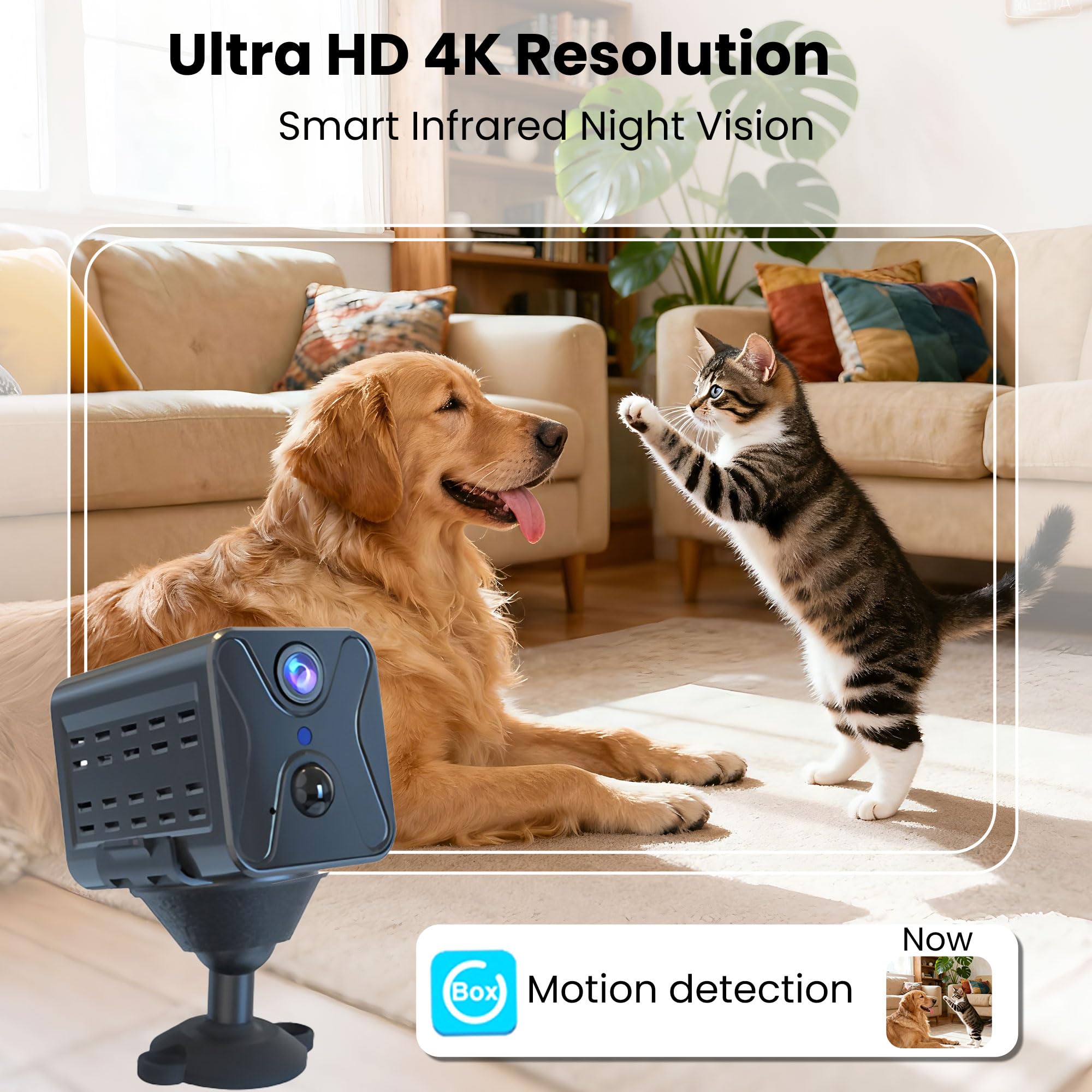 javiscam motion-detection mini camera alerts you when activity is detected