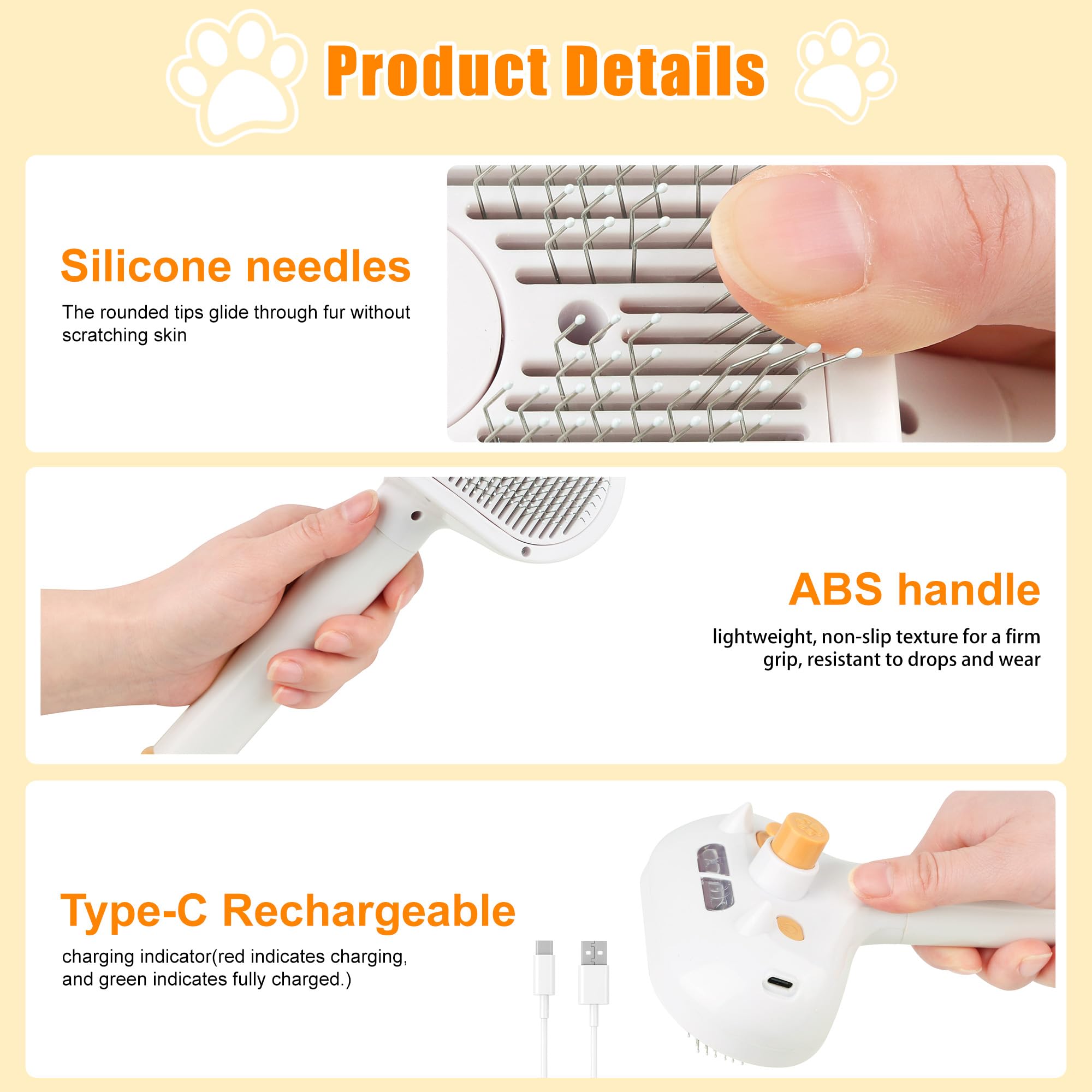 JAWADE steam technology in use, loosening fur and dirt during grooming.