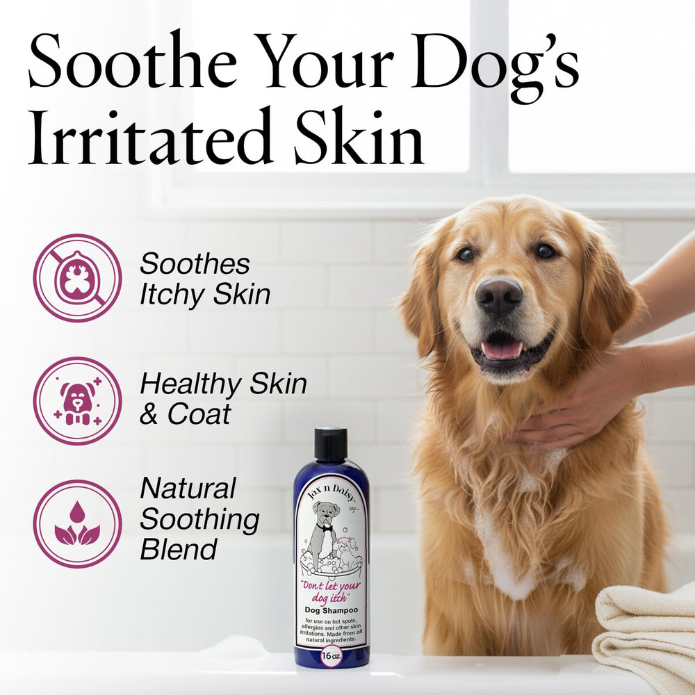 Jax N Daisy shampoo lather on a dog's coat for deep cleansing without irritation