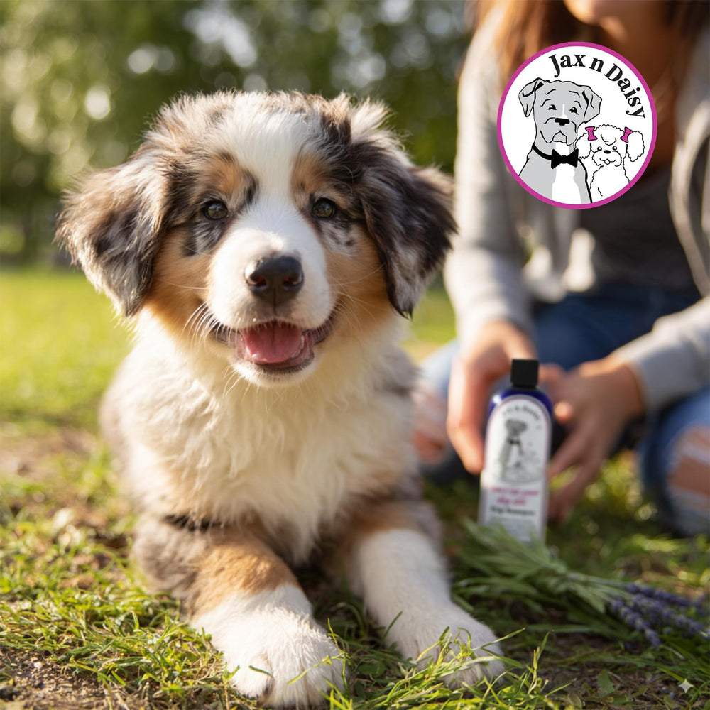 Jax N Daisy packaging display emphasizing natural ingredients and allergy-friendly formula