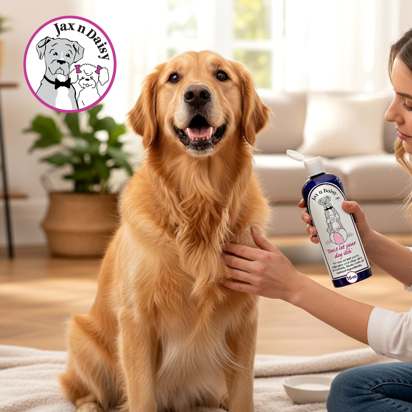 Jax N Daisy lotion on paw area for hot spots relief.