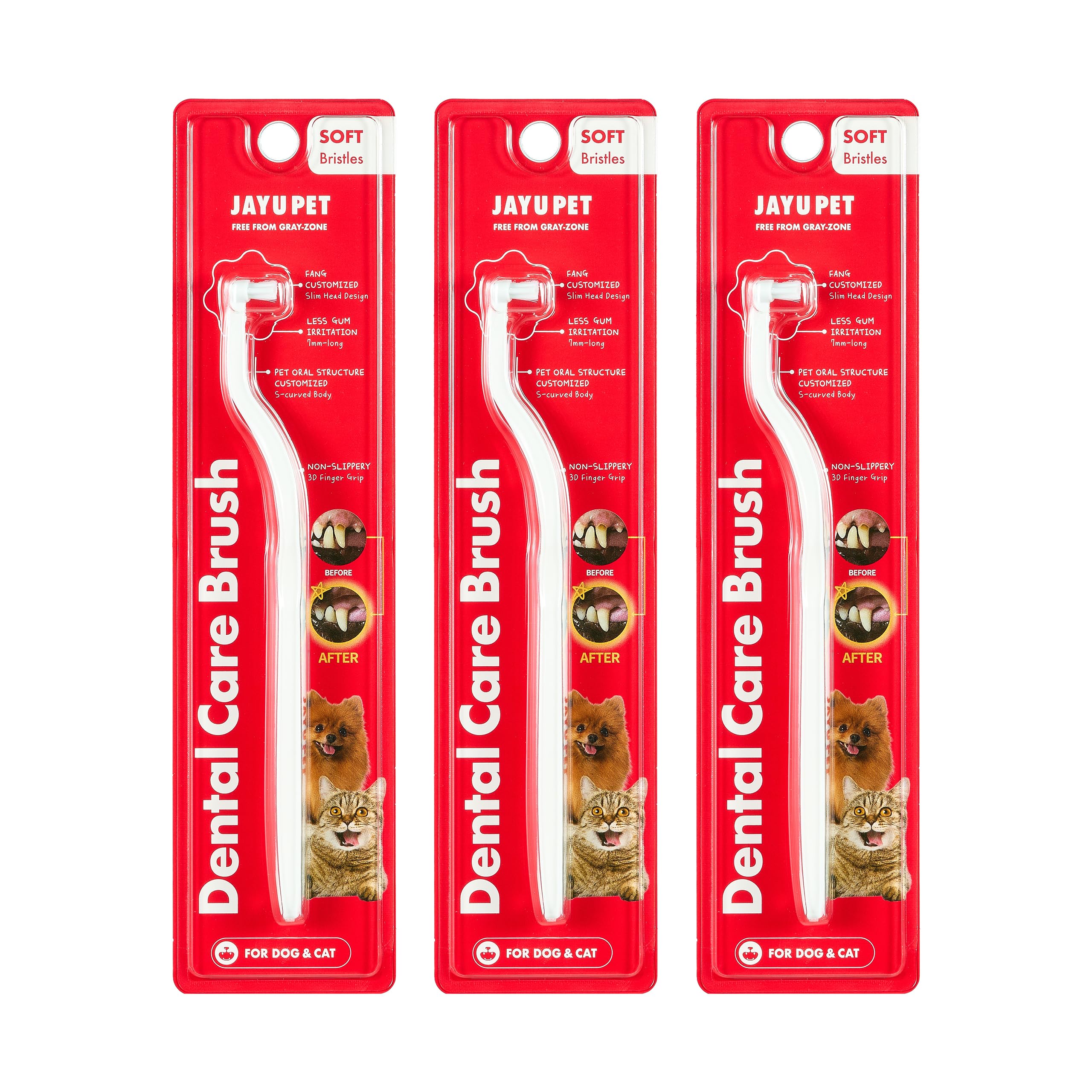 JAYU PET dental brush with soft bristles ideal for kitten teeth.