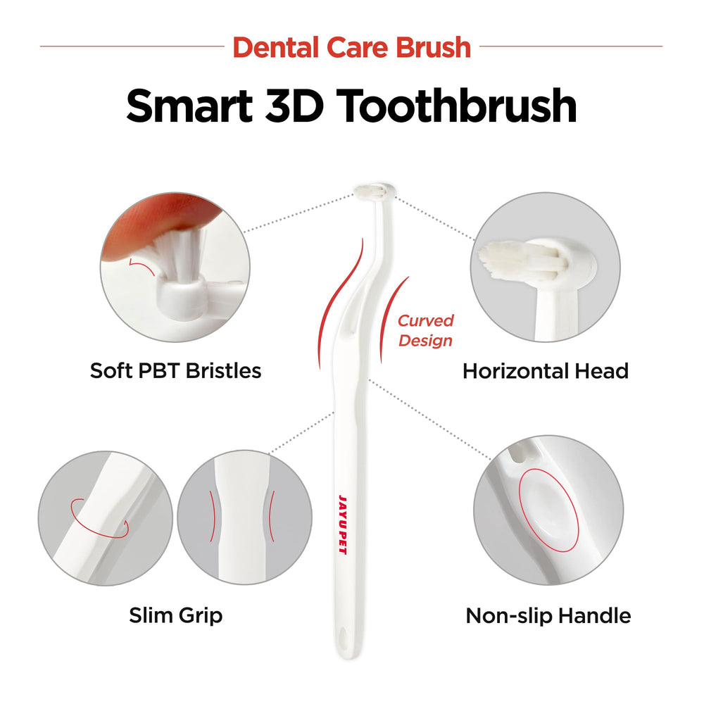 JAYU PET ergonomic handle toothbrush helps reach curved teeth with control.