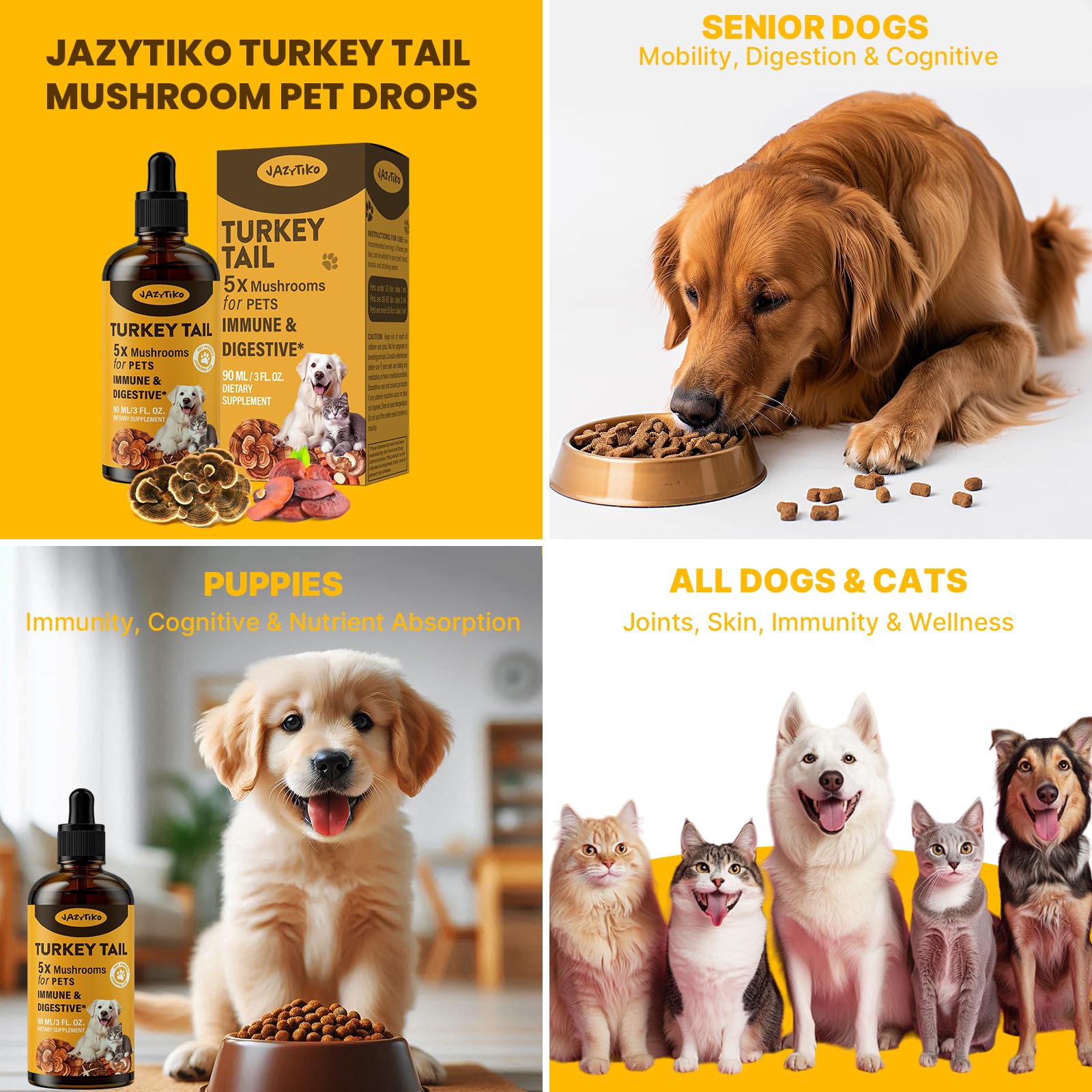 Jazytiko Turkey Tail for dogs supporting joints and energy for play.