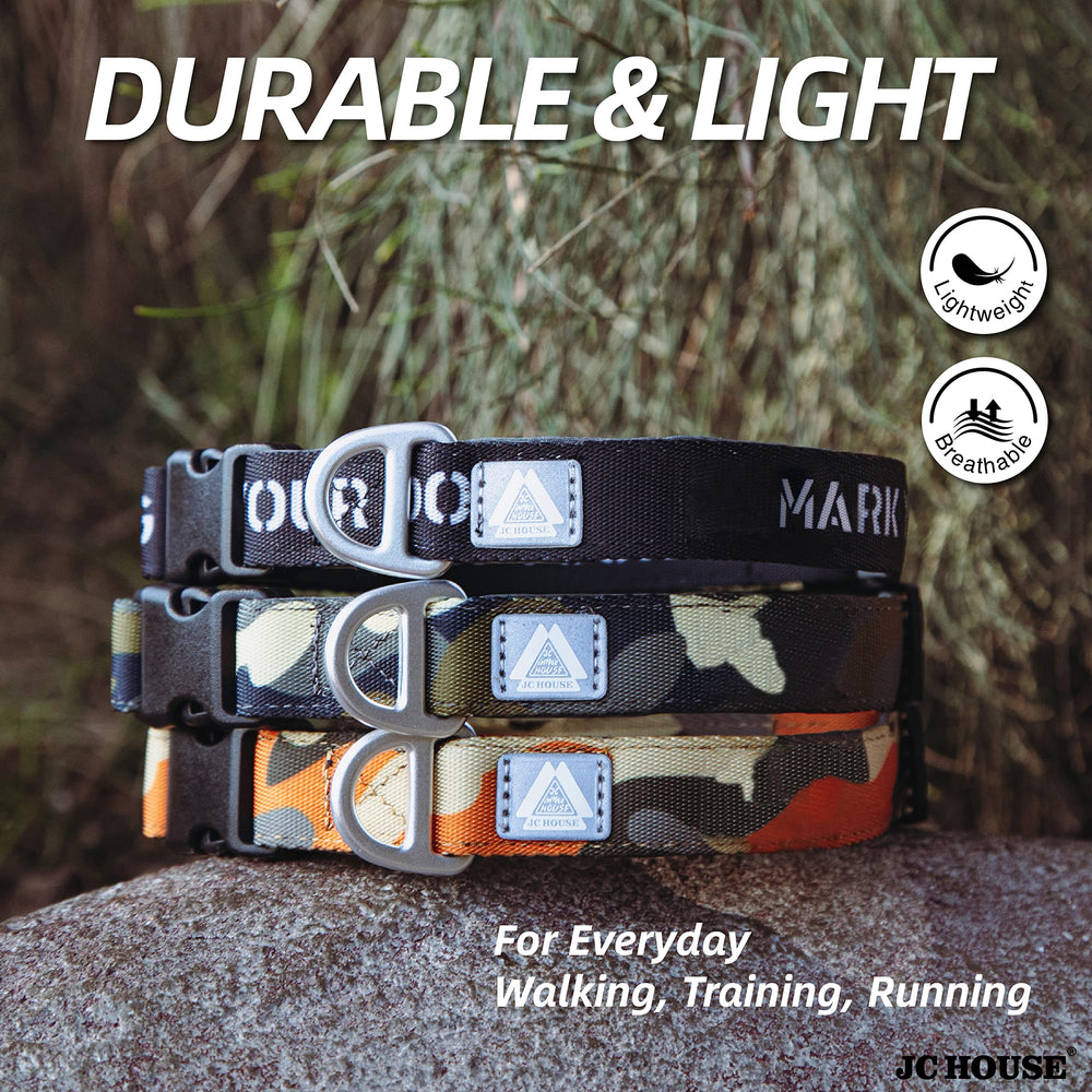 JC HOUSE dog collar with 3M reflective logo for safer night walks.