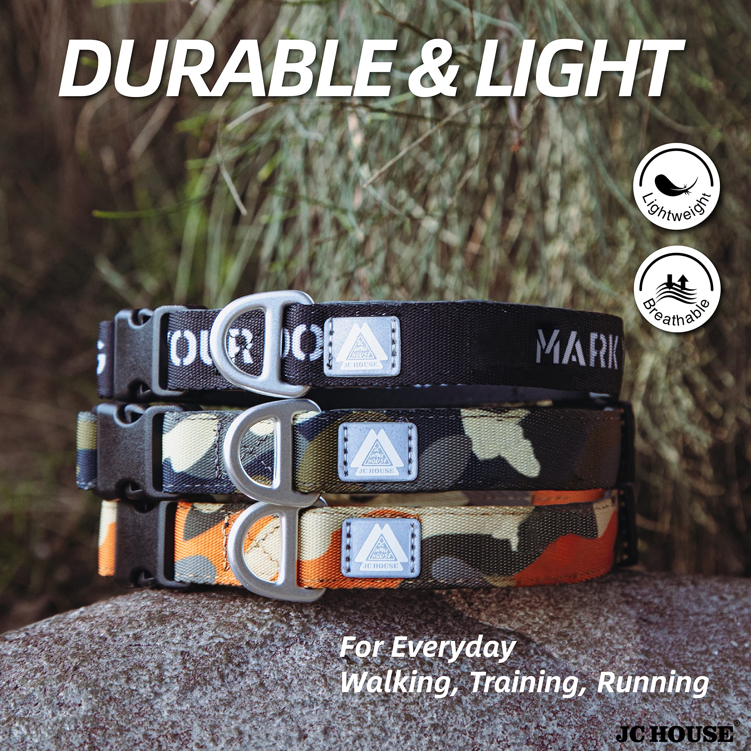 JC HOUSE adjustable strap ensures a secure fit during walks.