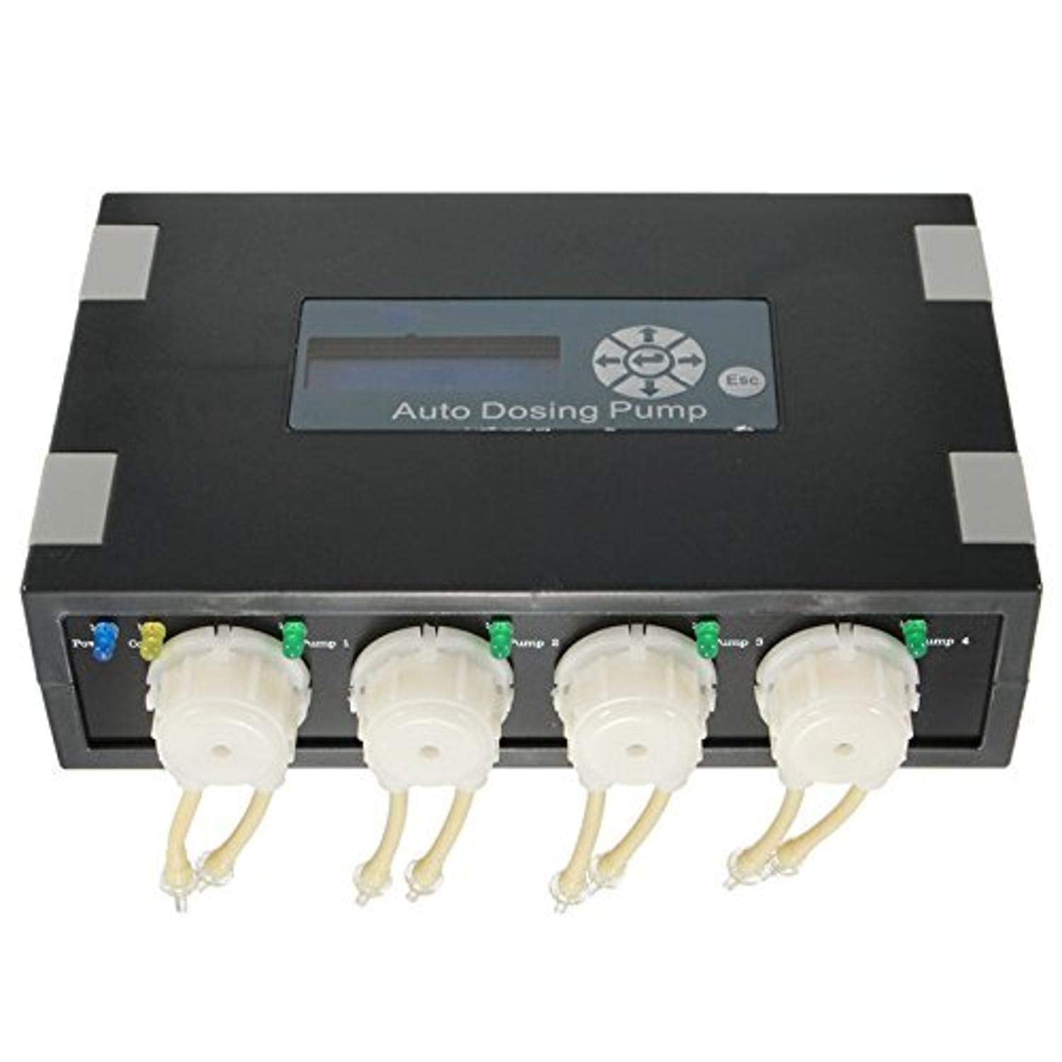 Jebao DP-4 front view showing four dosing heads for precise, programmable dosing