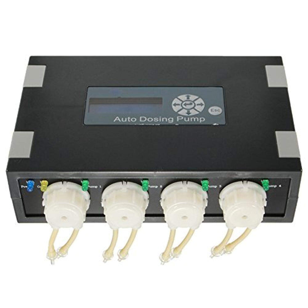 Jebao DP-4 front view showing four dosing heads for precise, programmable dosing