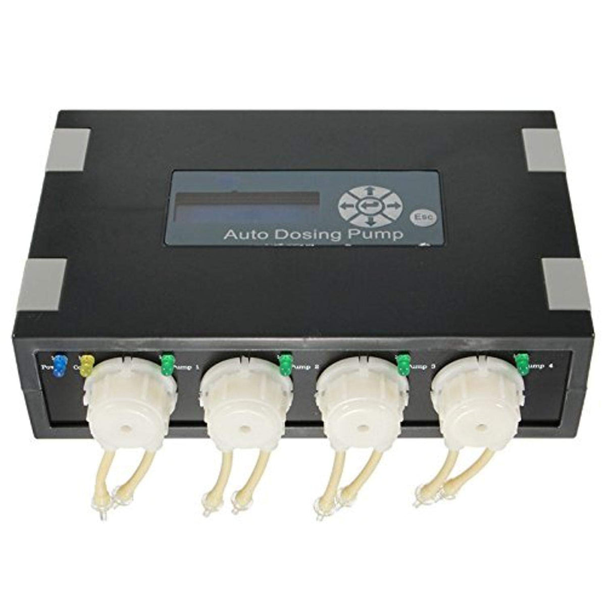 Jebao DP-4 front view showing four dosing heads for precise, programmable dosing