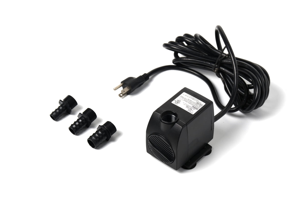 Jebao WP1500 submersible pump seen from top view for compact fountains.