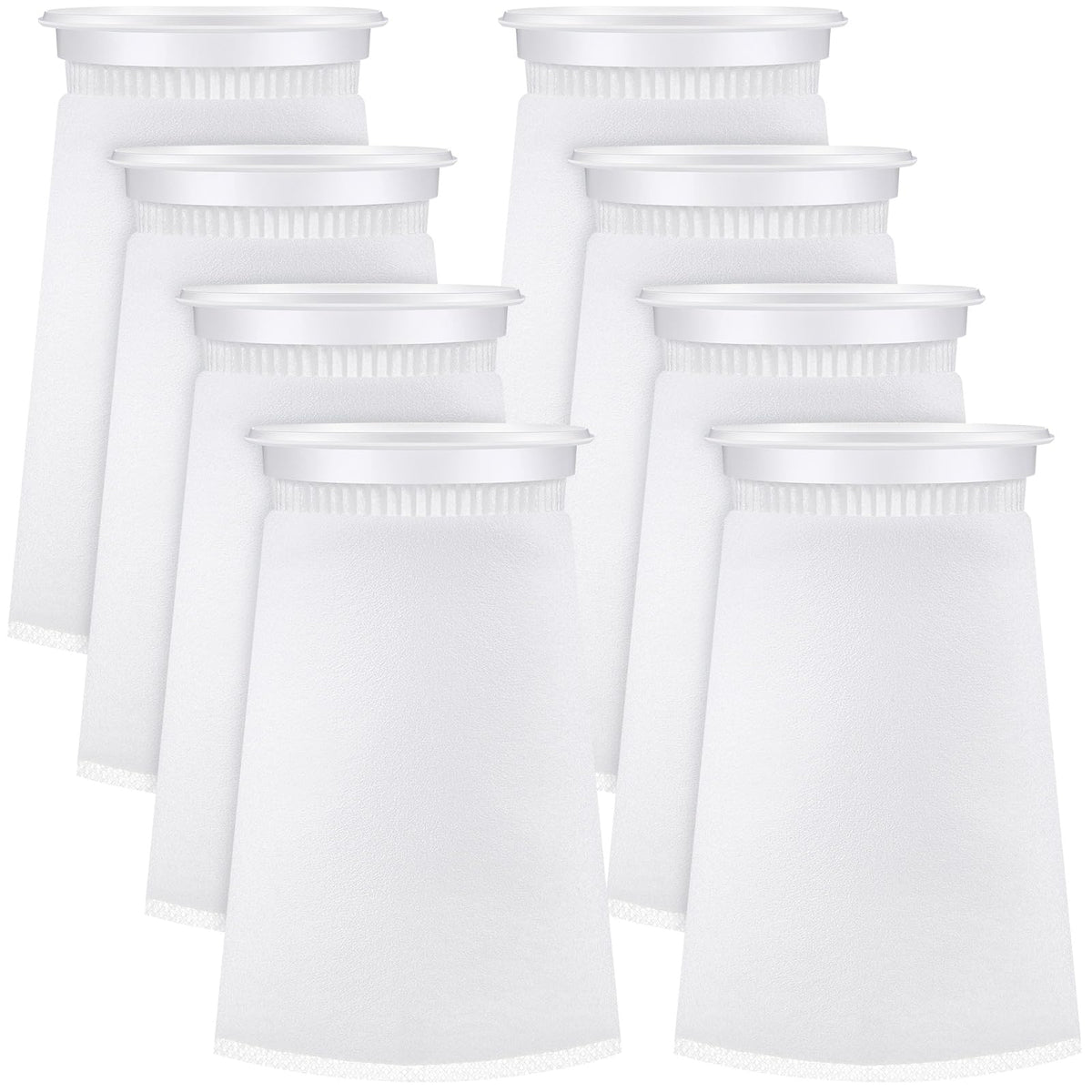 Jecery 8-pack aquarium filter socks trapping debris for a cleaner tank