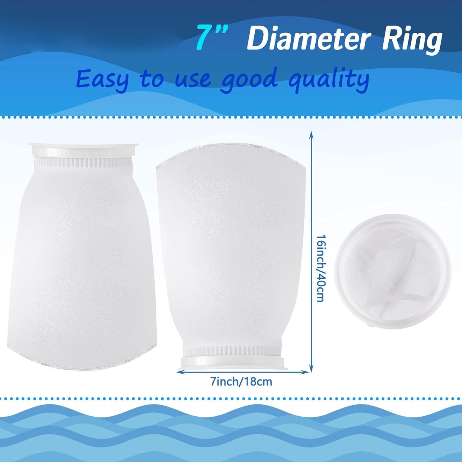 Jecery ring filter bag 200μm 7in ensures fine particle capture