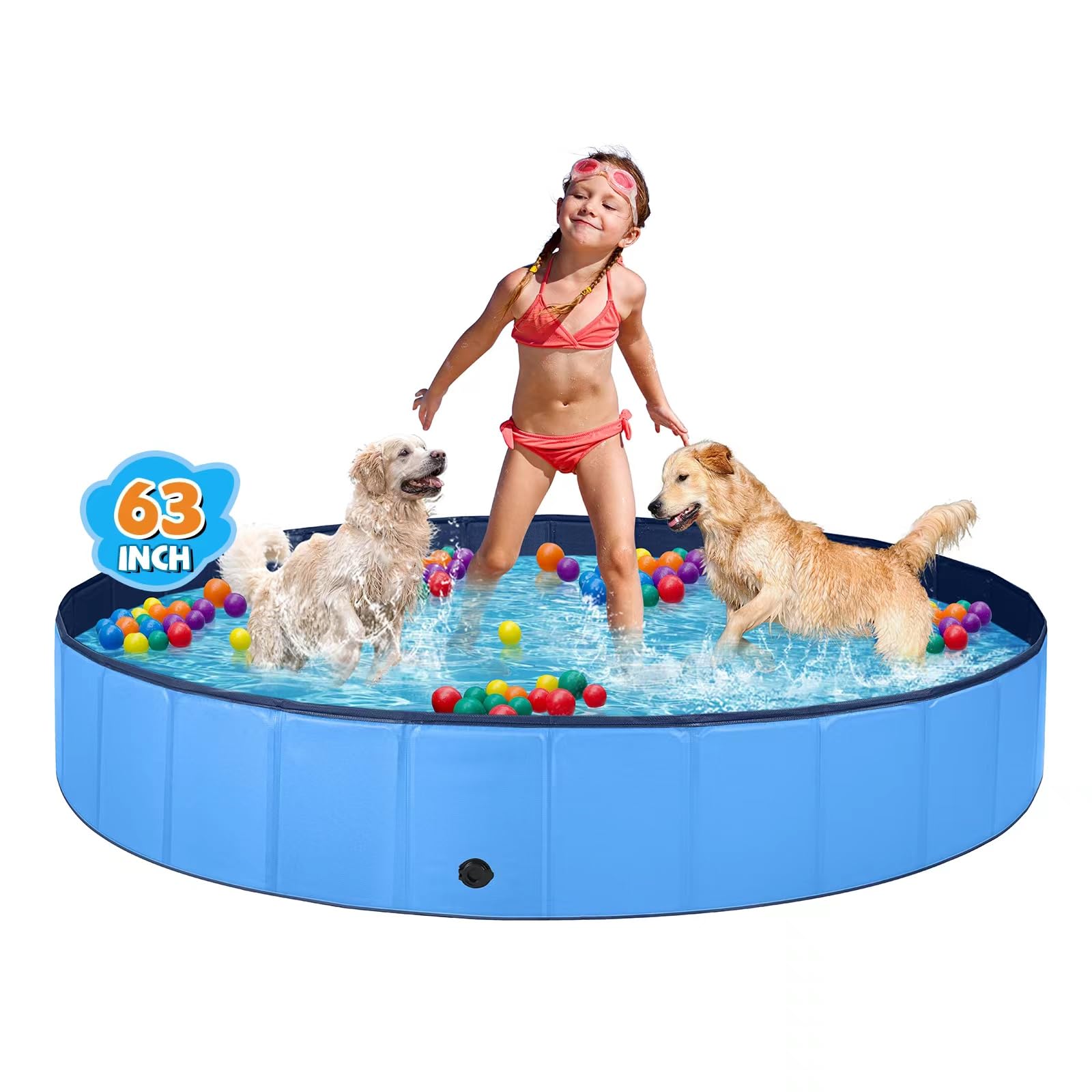 Jecoo dog pool 48-inch for large dogs, sturdy outdoor cooling and play