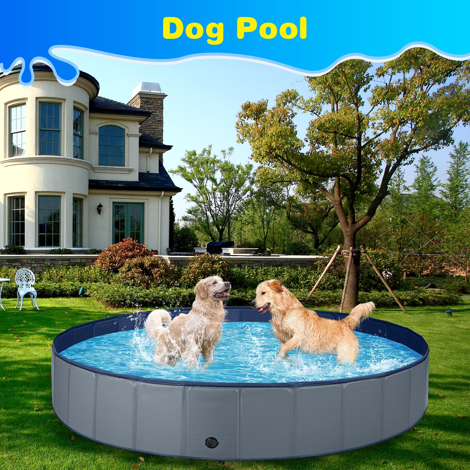 Jecoo multi-use kiddie pool doubles as dog bath or play space.