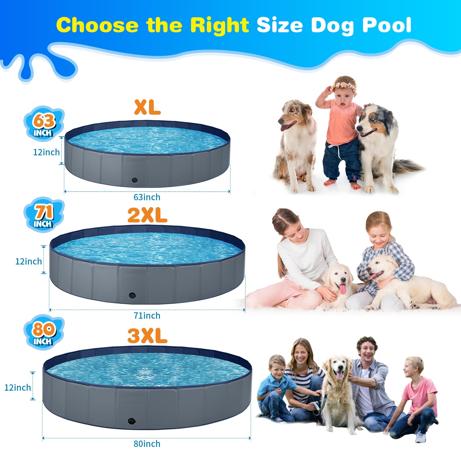 Jecoo dog pool features non-slip material to reduce slips during play.