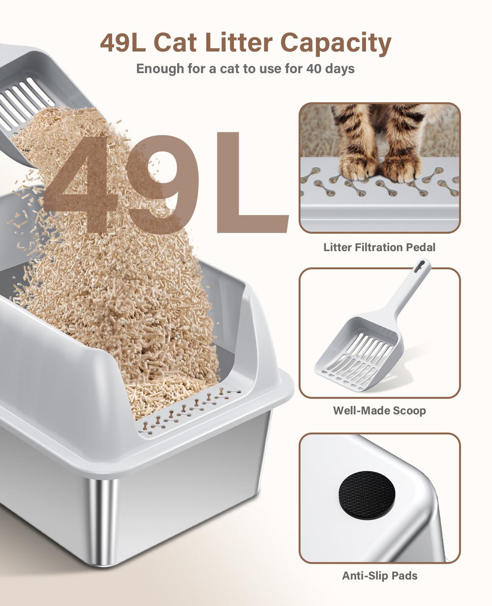 Jecoo easy-clean litter box with seamless interior to reduce litter buildup