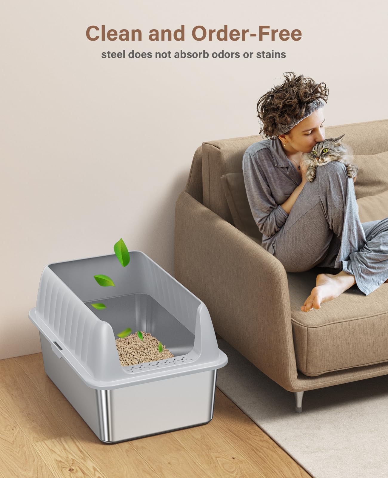 Jecoo lid and scoop included litter box for quick maintenance