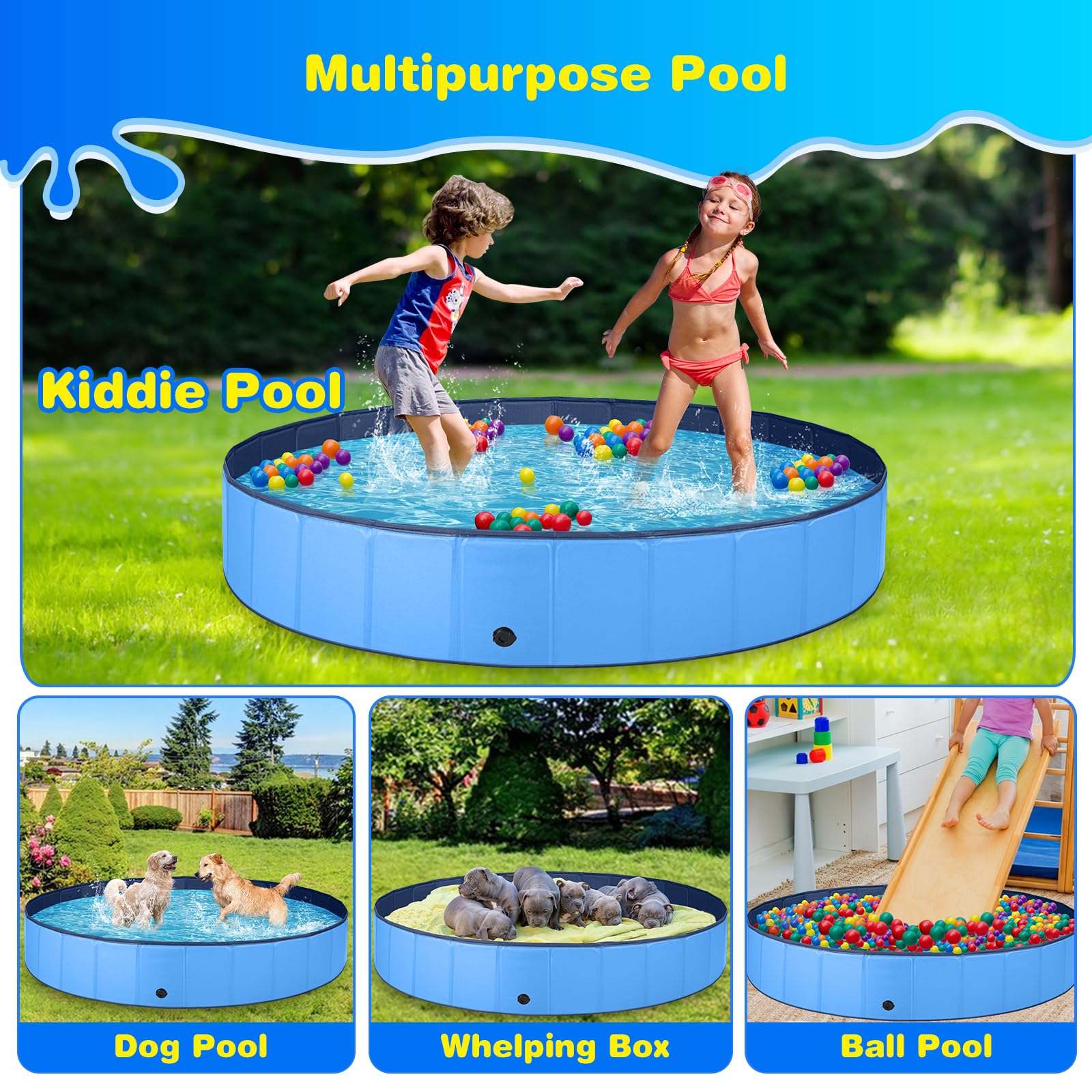 Jecoo outdoor dog pool in backyard for summer cooling and play
