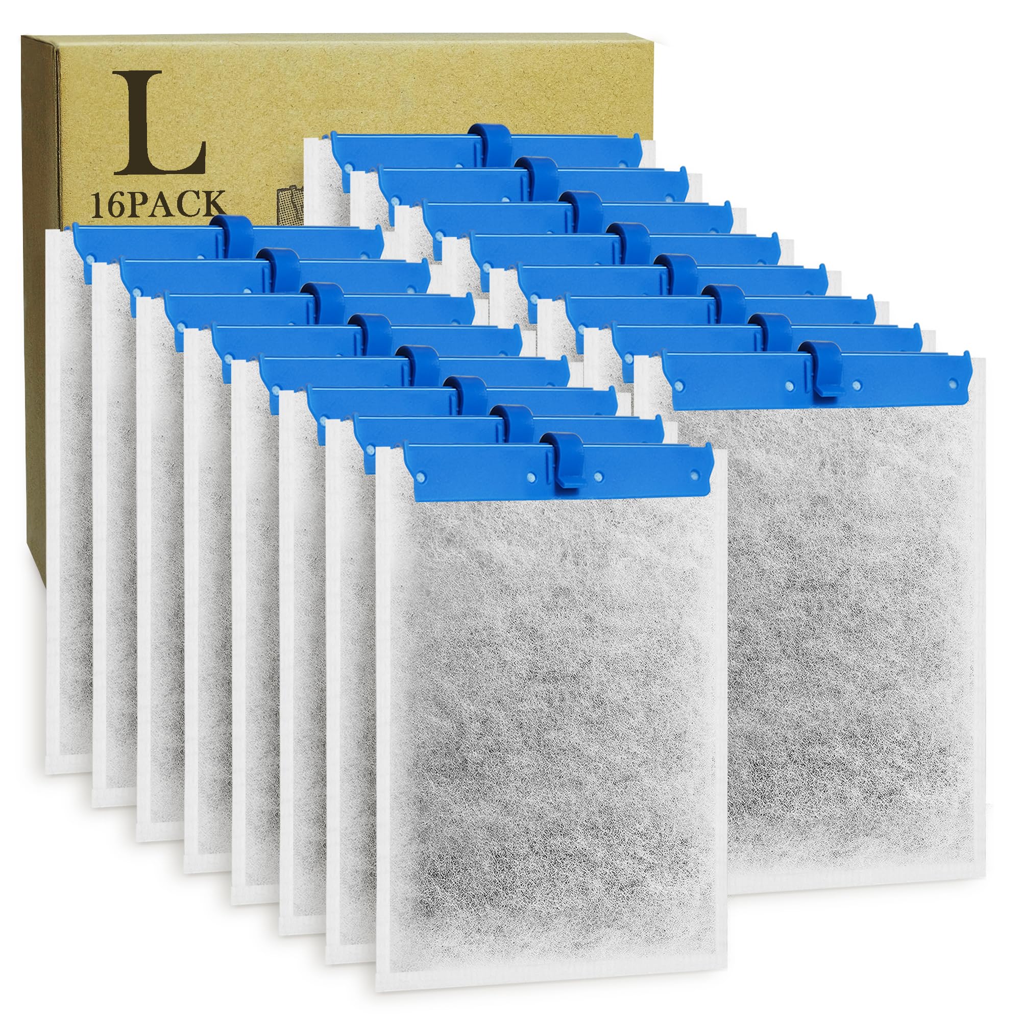 Jeekocaso 16-pack filter cartridges boxed for Whisper filter replacement in multi-tank setups