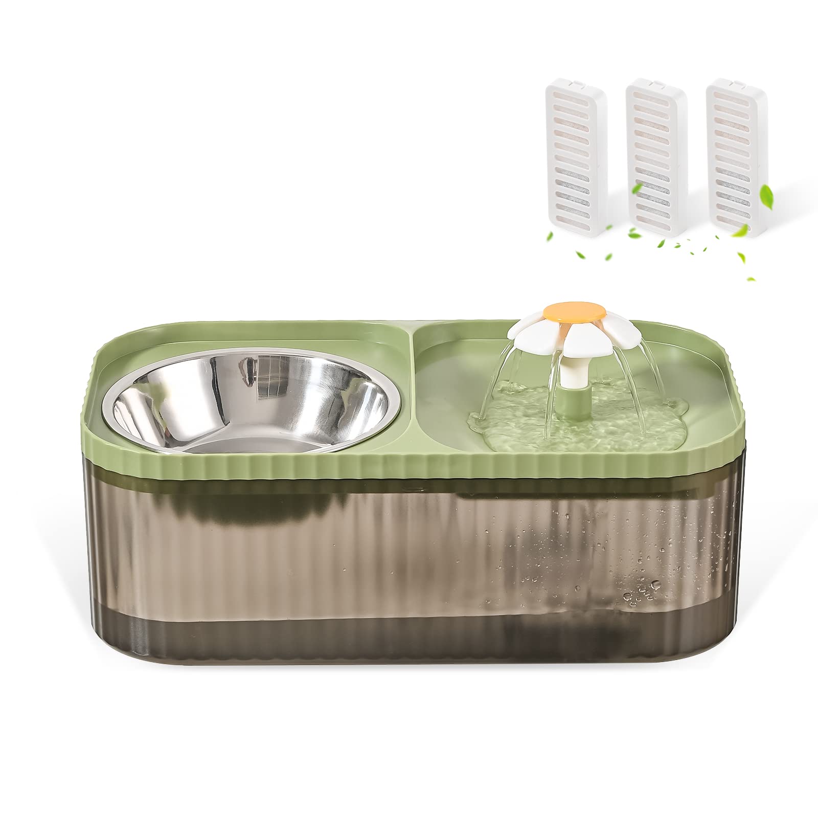 JEERAMIA cat water fountain with flower waterfall design attracts pets to drink