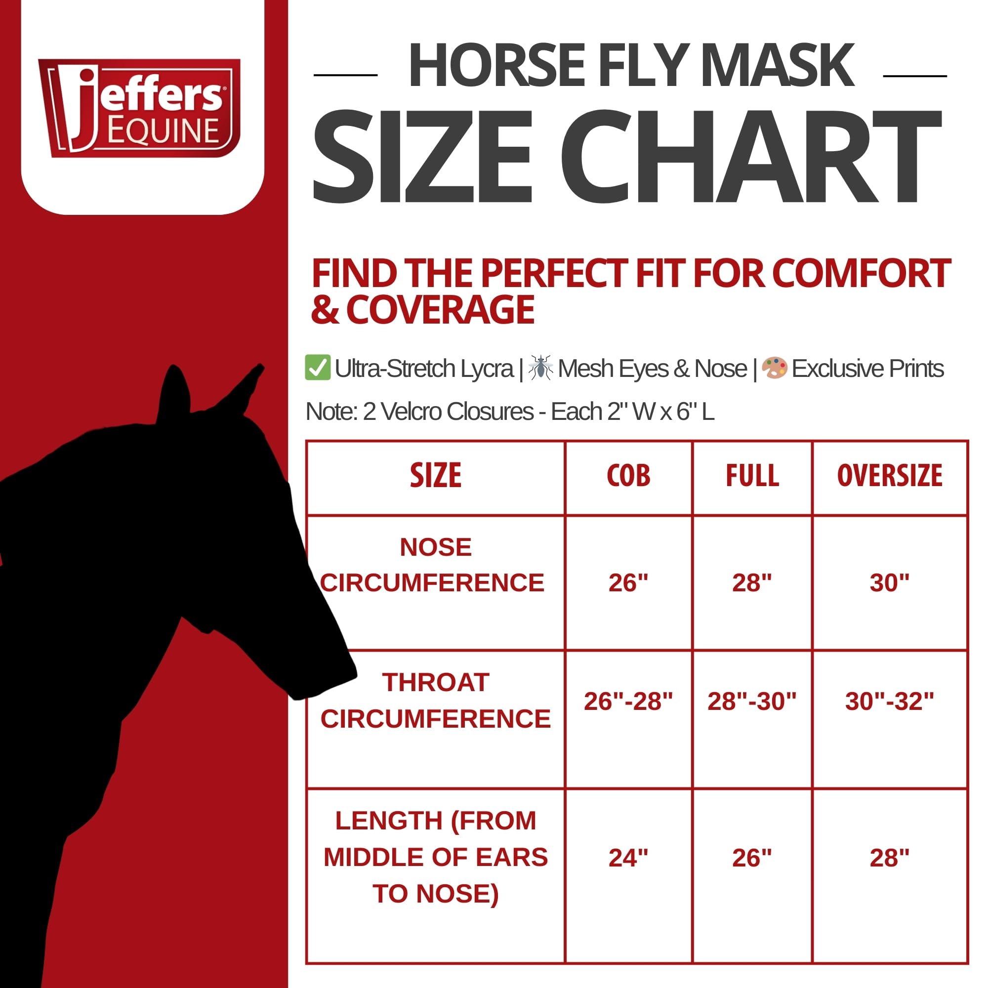 Jeffers Deluxe Mesh Fly Mask with Ears & Nose, extended nose view, extra coverage for sensitive areas