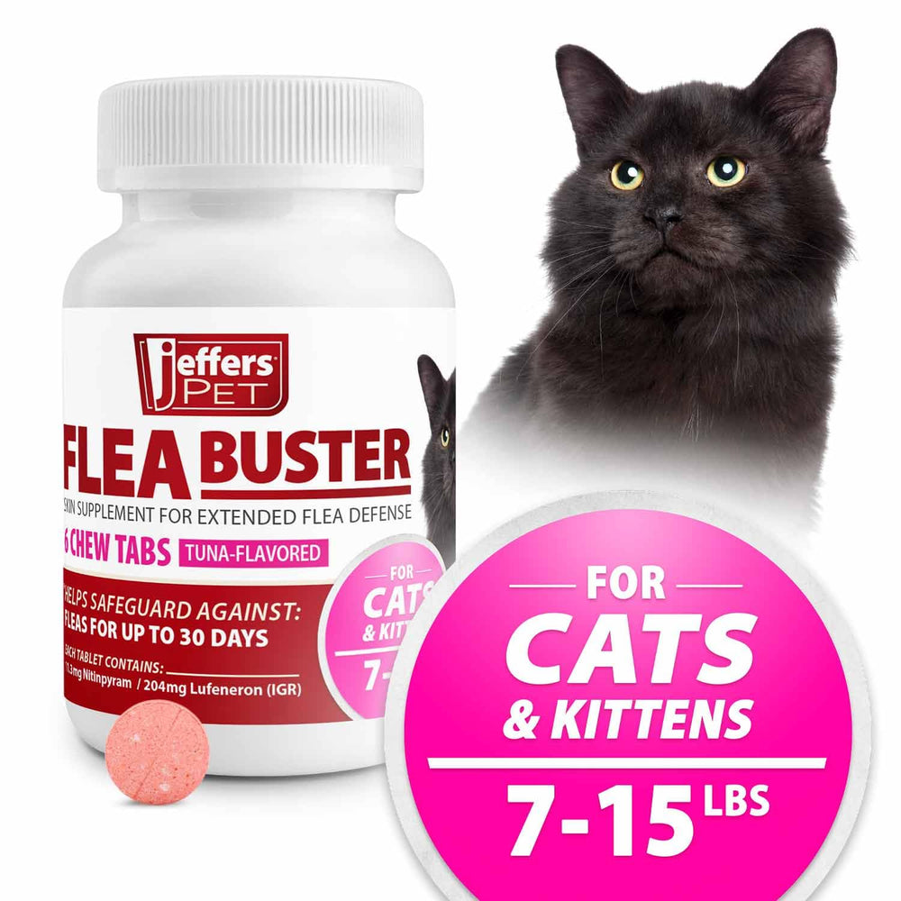Jeffers Flea Buster chewable tablet close-up showing easily scoreable portions.