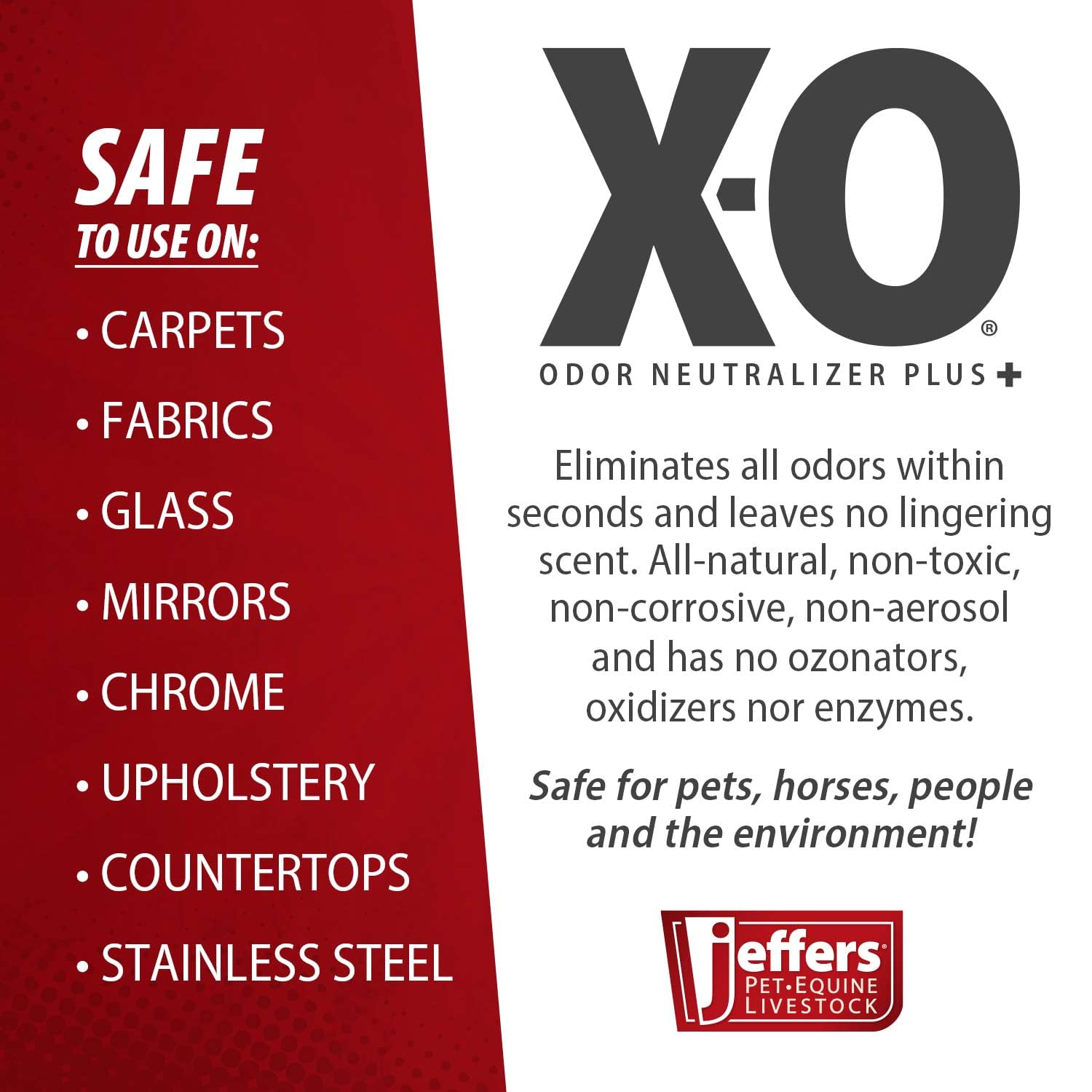 Jeffers X-O stainless steel and counter surfaces cleaned safely