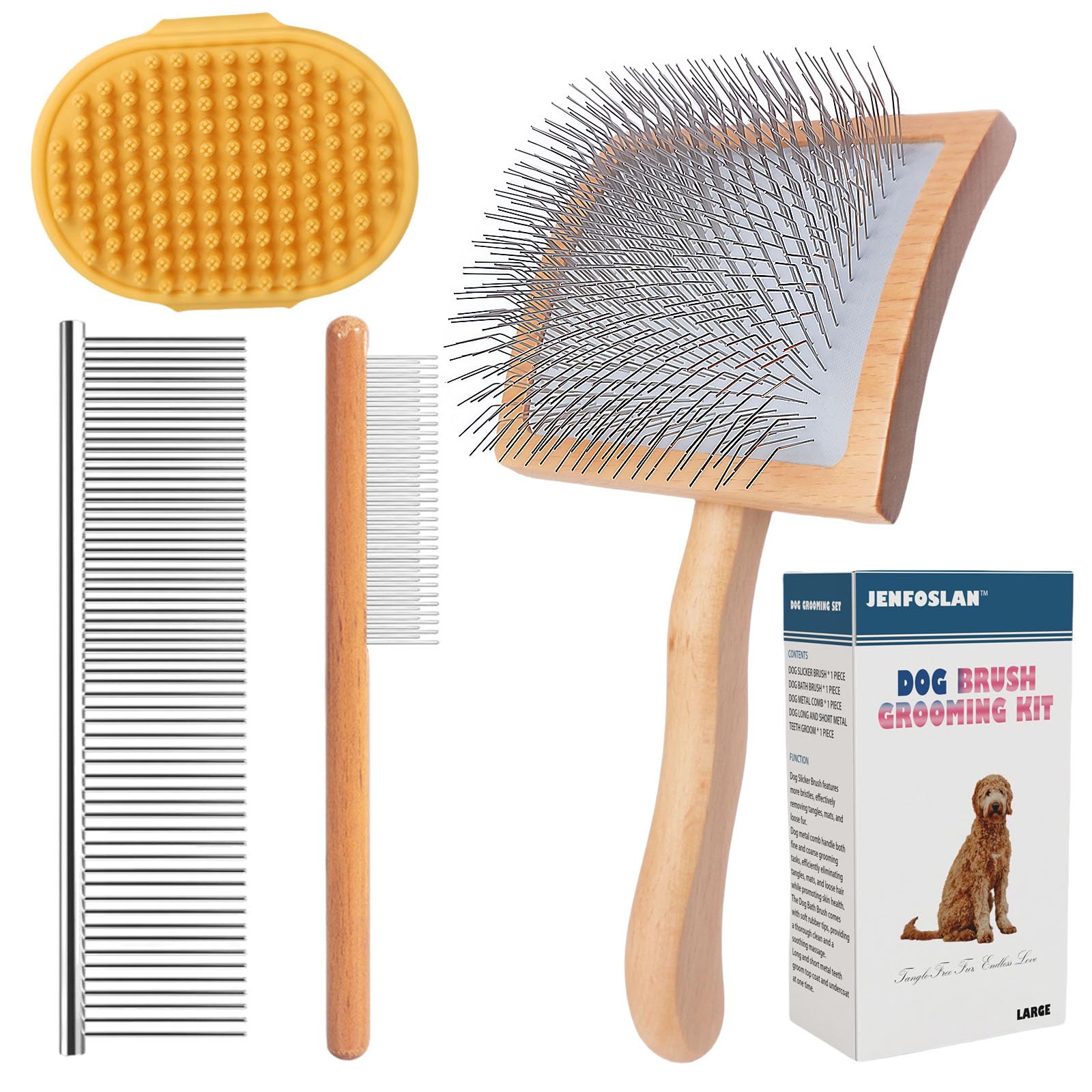 JENFOSLAN slicker brush for dogs reaching deep undercoat gently