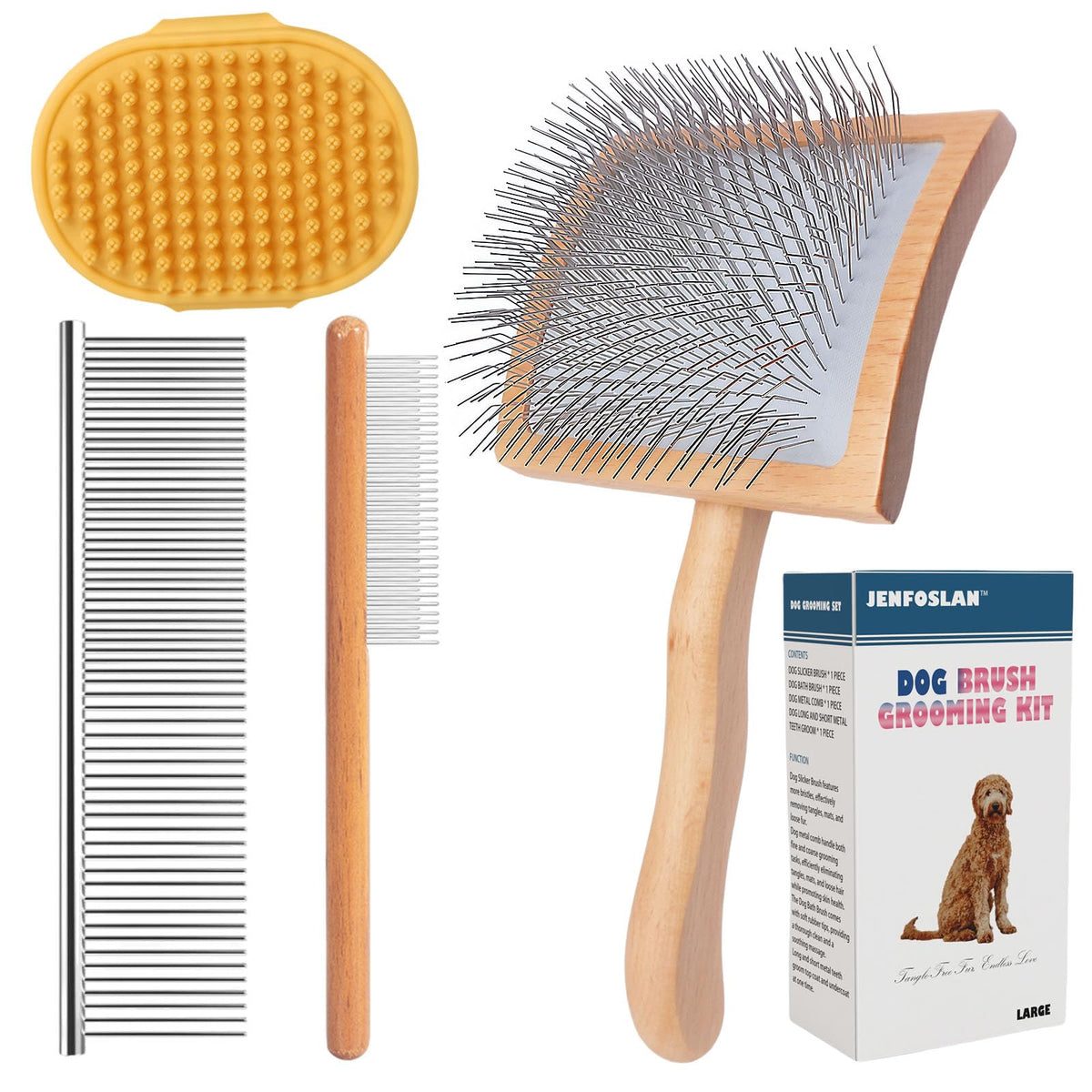 JENFOSLAN slicker brush for dogs reaching deep undercoat gently