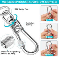 Jenico 360-degree tangle-free cable enables smooth roaming for happy dogs.
