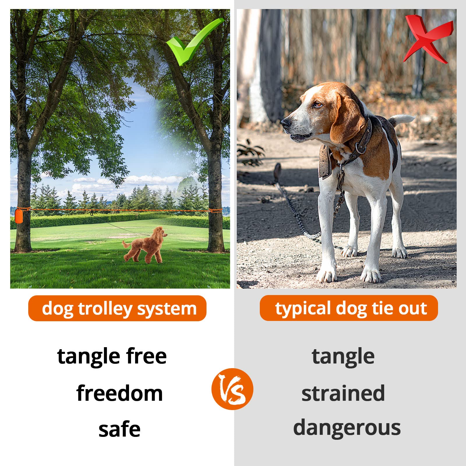 Jenico dog tie-out cable 100ft for extended adventures with visibility