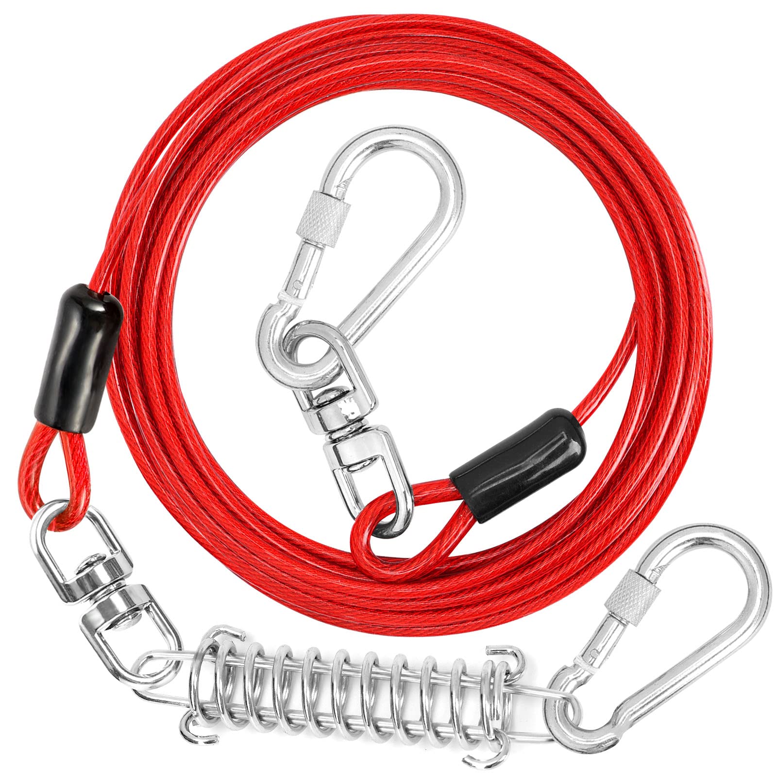 Jenico Dog Tie-Out Cable 10ft with swivel hook for secure yard containment.