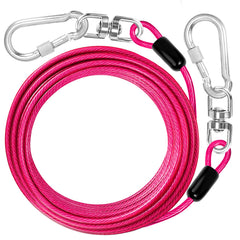 Jenico dog tie out cable 30ft with stainless steel core for yard safety.