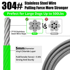 Jenico dog tie out cable 360-degree carabiner demonstrates tangle-free freedom.