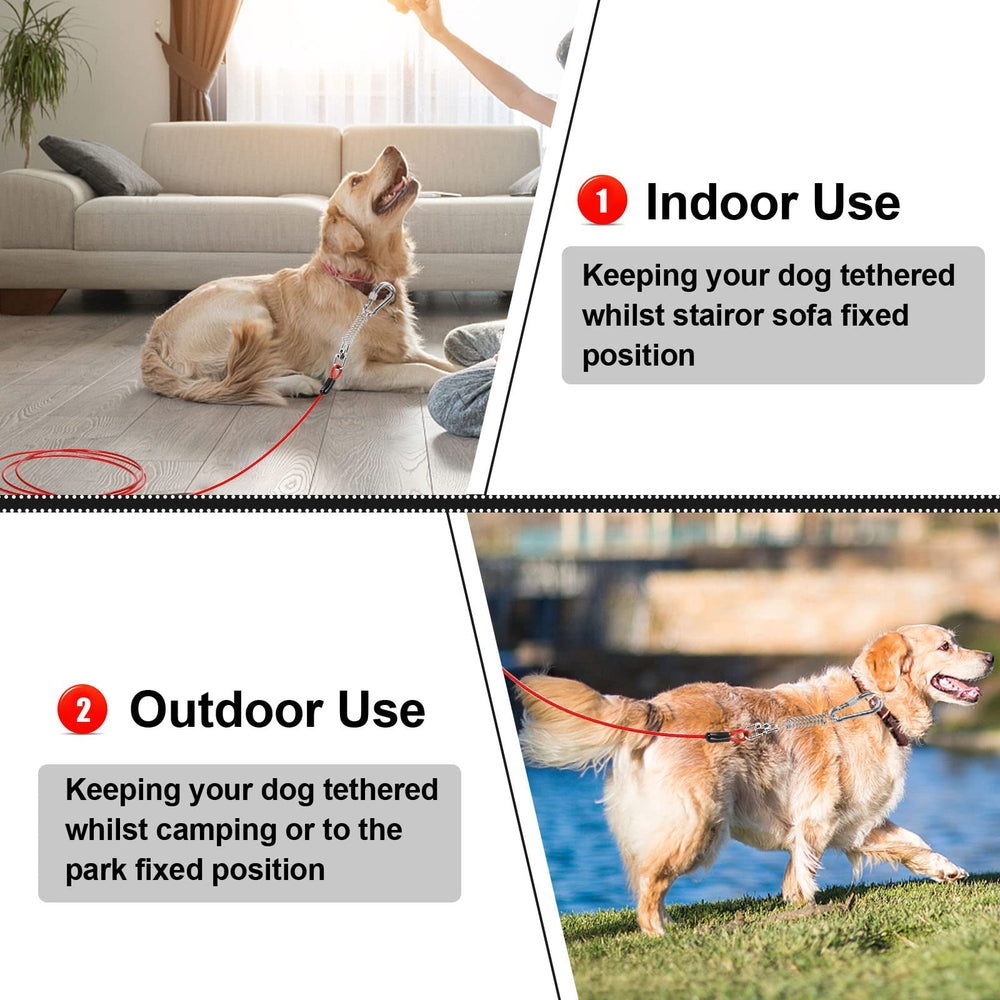 Jenico Dog Tie-Out Cable 70ft offers ample roaming while tethered.
