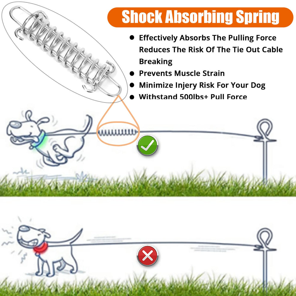 Jenico dog tie out cable locking carabiner keeps leash secure during vigorous activity.