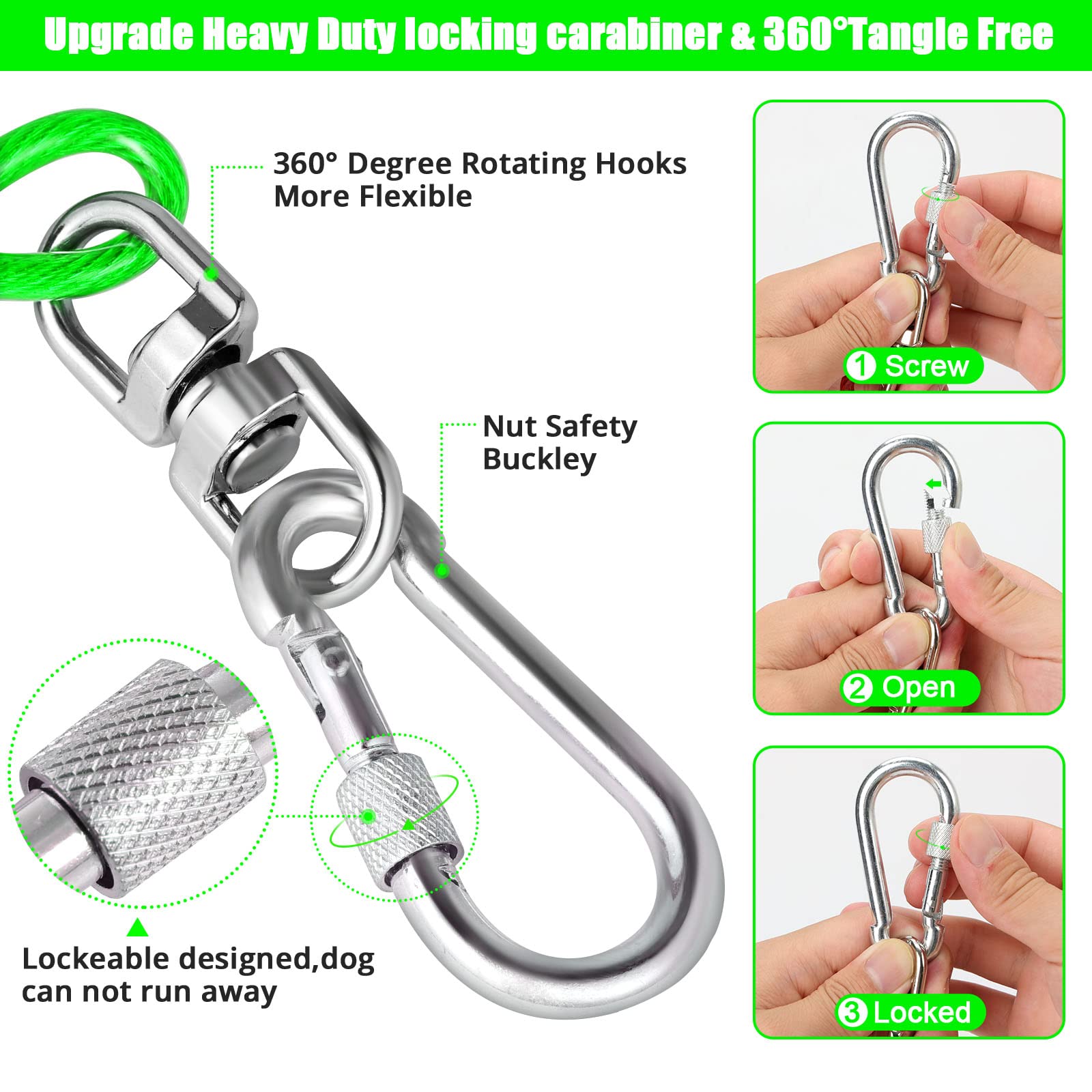 Jenico dog tie-out cable 15ft offering adjustable reach for adventurous dogs.