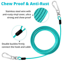 Jenico rust-resistant reflective tether keeps dogs visible at night for safety.