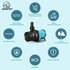 JEREPET controller panel with adjustable speeds and feeding mode