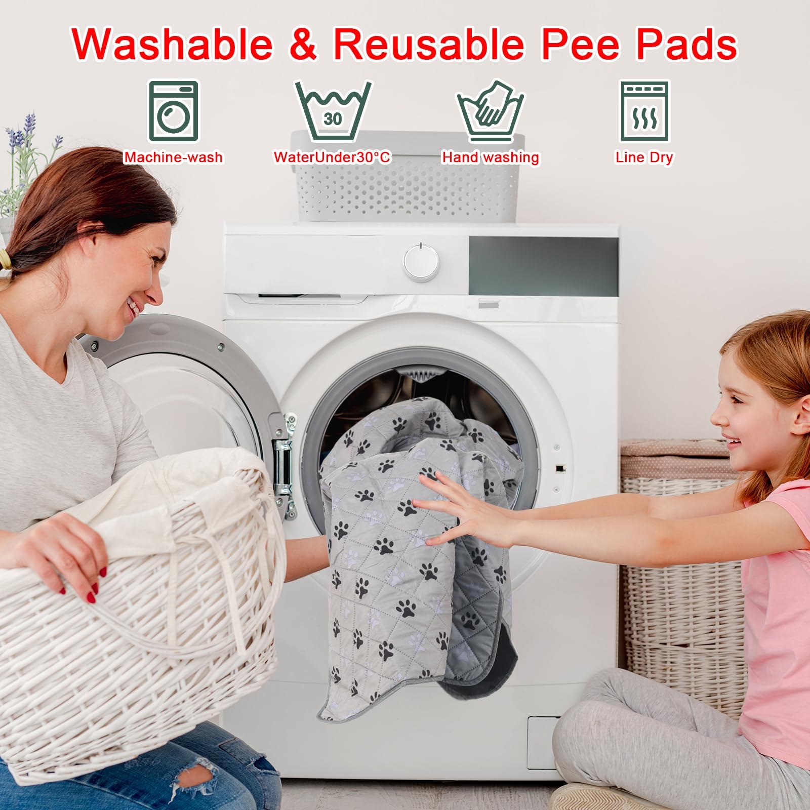 JERIA washable reusable dog pad is easy to clean.