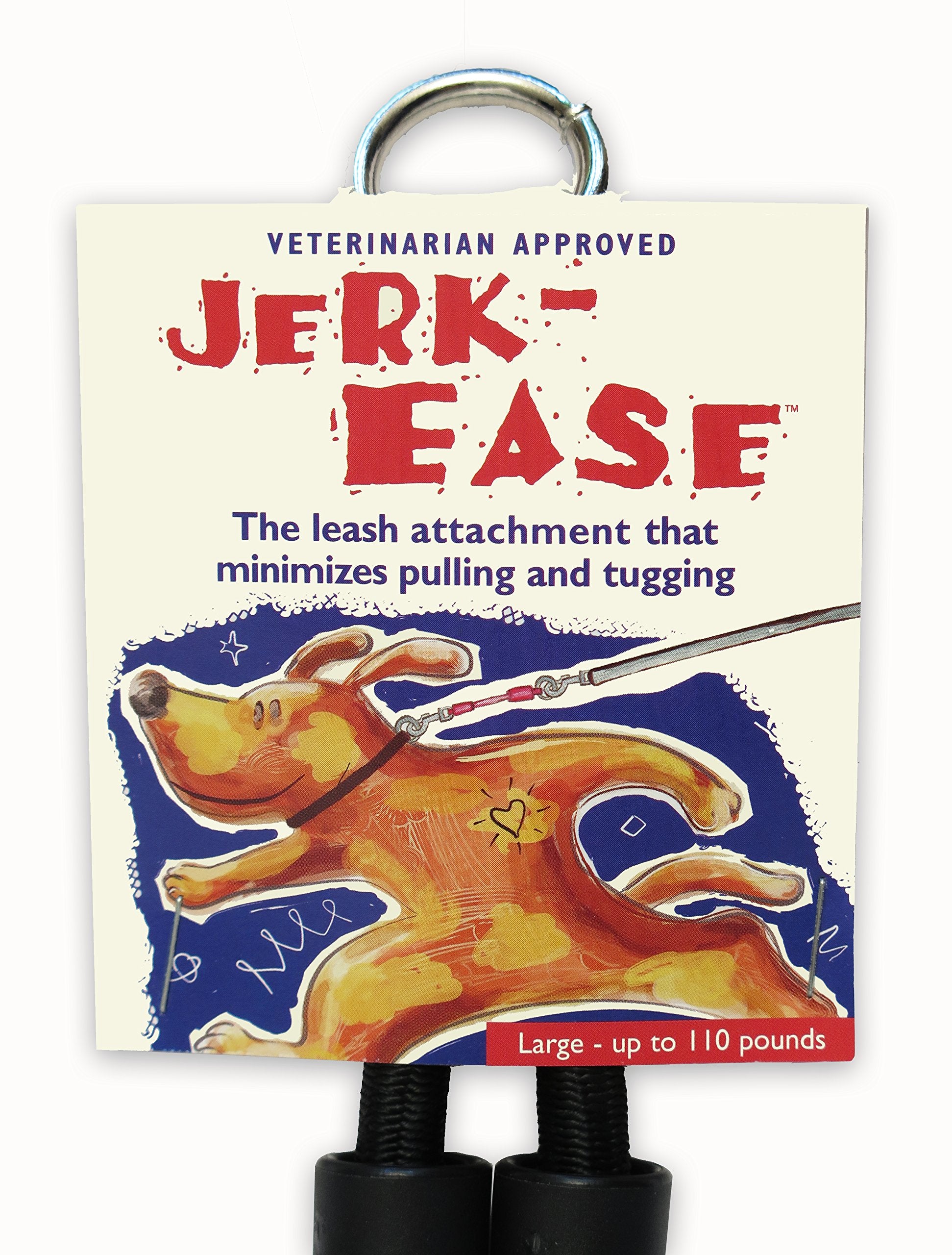 JERK-EASE shock absorber attachment reduces jolts during dog pulls