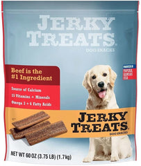 Jerky Treats Tender Beef Strips closeup of beef strips highlighting wholesome American ingredients for dogs.