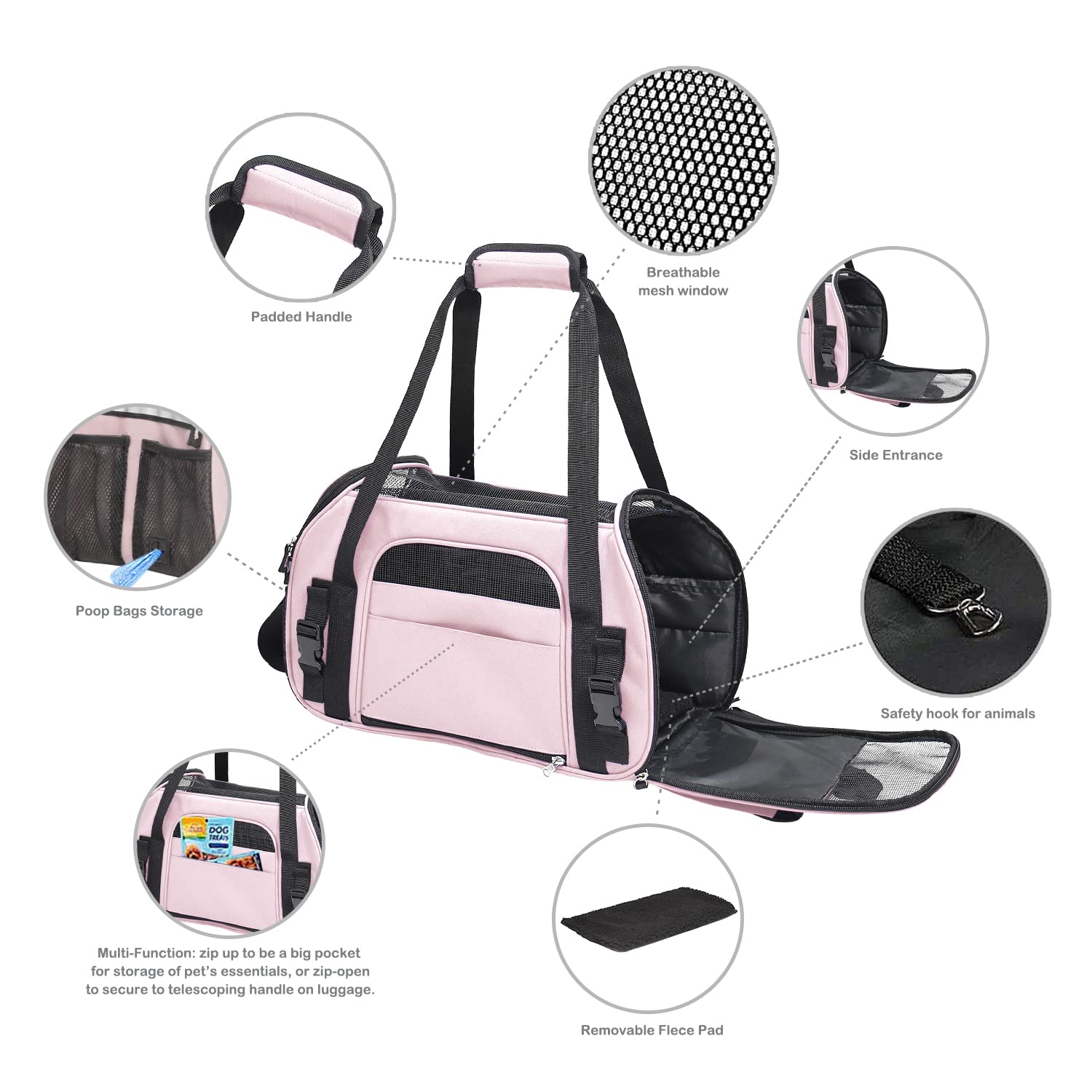 JESPET kennel full-zip opening with ventilation for easy access and airflow.