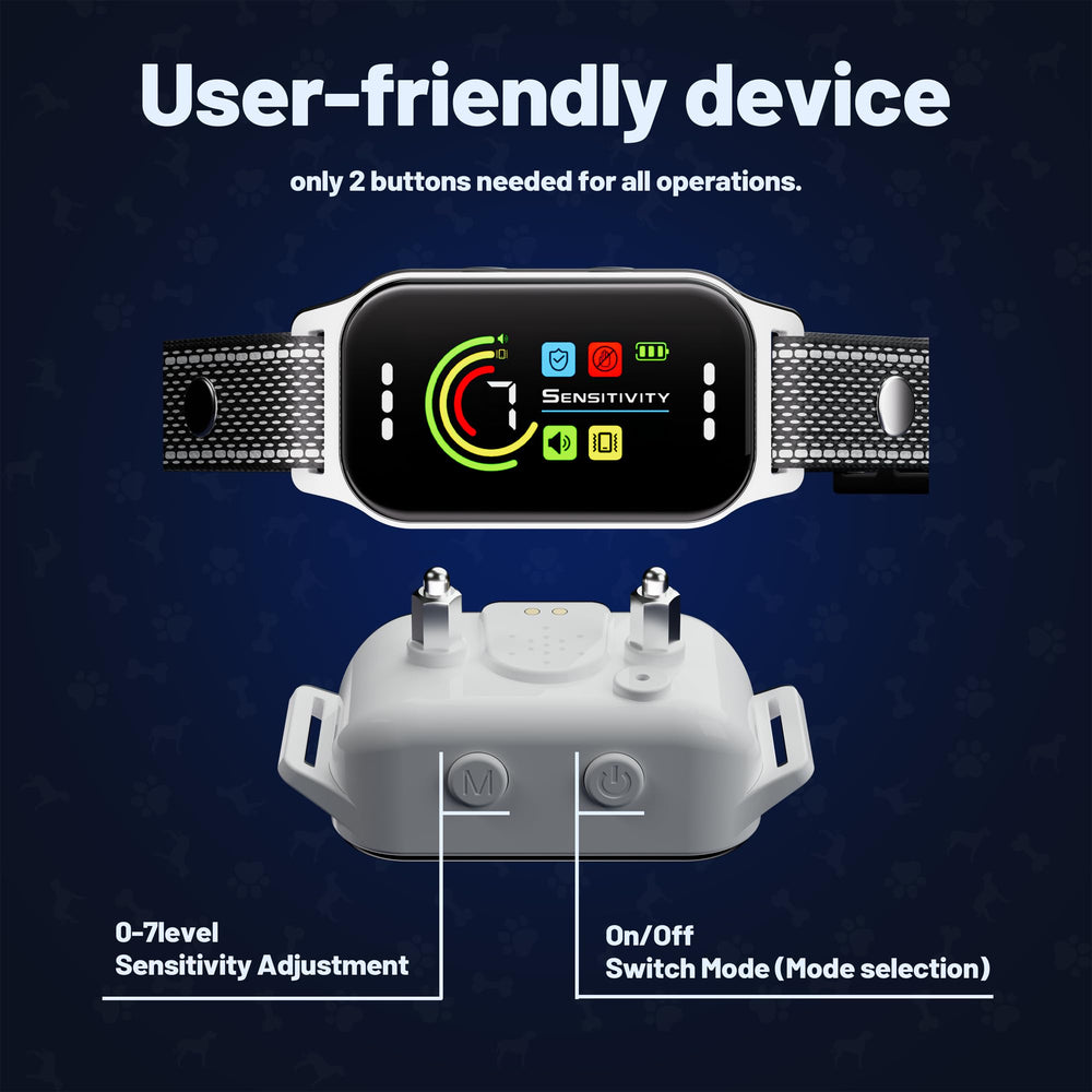 JEUJE bark collar mode switch with visual quick-start guide.