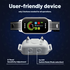 JEUJE bark collar mode switch with visual quick-start guide.